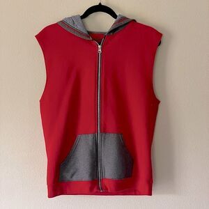 Youth, Fruit of the Loom, Red and Gray, Zip-Up Vest. Size 2XL (18)